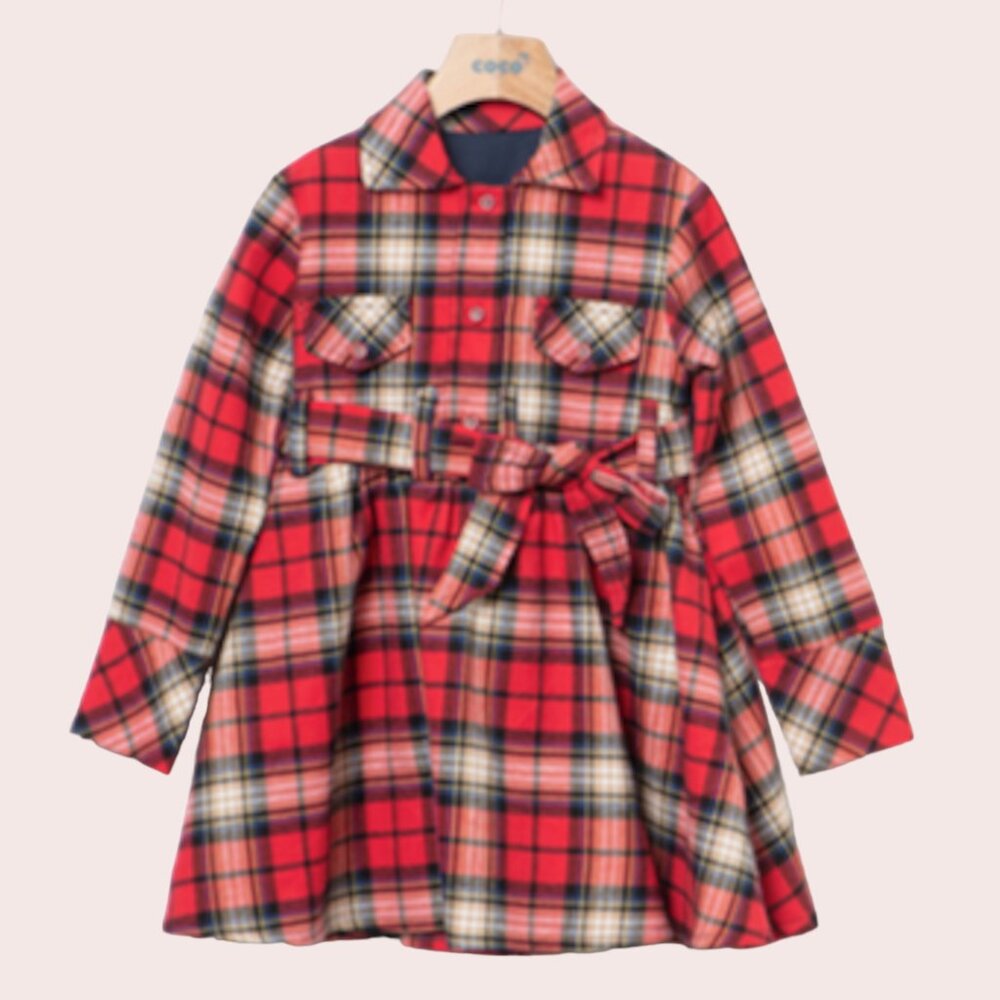 LITTLE GIRLS DRESSES RED CHECK